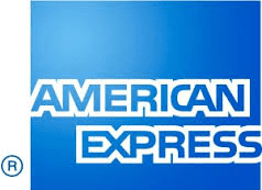 A blue background with the words american express.