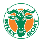 A green and orange logo of billy goat.