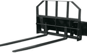 A black fork lift with two forks on top of it.