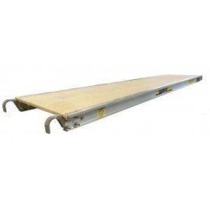 A long wooden board with two metal bars on top.
