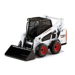 A toy bobcat with a bucket on the front.
