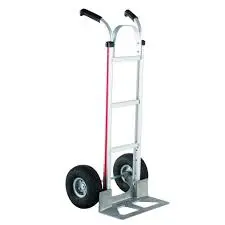 A hand truck with two wheels and a handle.