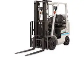 A fork lift is shown with two forks.
