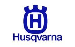 A blue and white logo of husqvarna