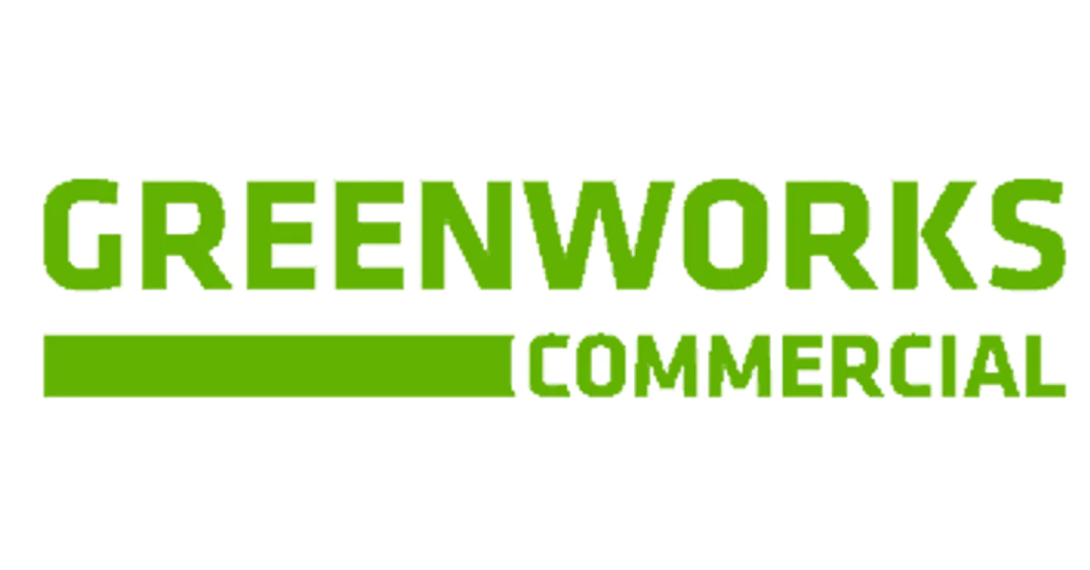 A green and white logo of the greenworks commercial company.