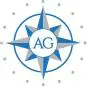 A blue and white compass rose with the letter ag in it.