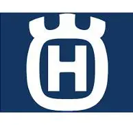 A blue and white logo of the letter h.
