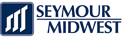 A blue and white logo for seymour midwood.