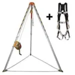 Tripod rescue system with safety harness